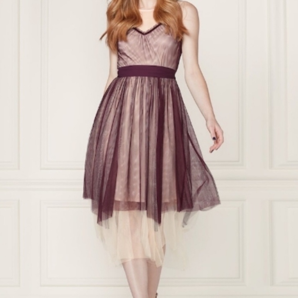 Beautiful mid length burgundy mesh dress